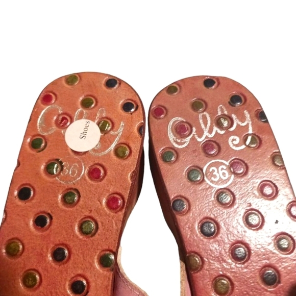 Oilily European Wooden Sandal Slip On Open Toe Shoe Size 6 - Picture 4 of 8